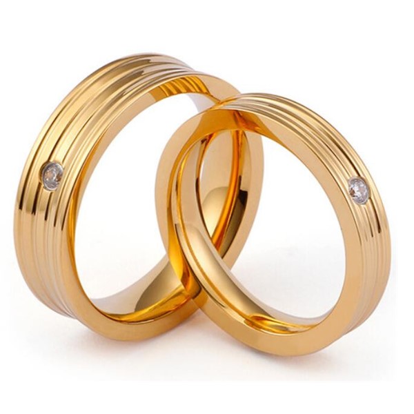 Wholesale Stainless Steel Wedding Bands 18k Gold Plating Color