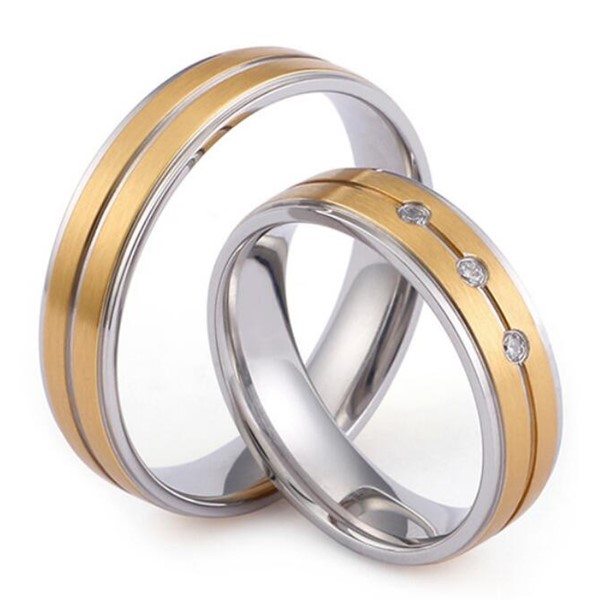 Simple Style Wedding Band Cubic Zircon Inlay for Men and Women Wholesale