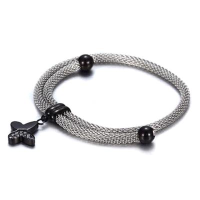 Beads Charms Bracelet Stainless Steel Wire Web Chain Bangle for Women
