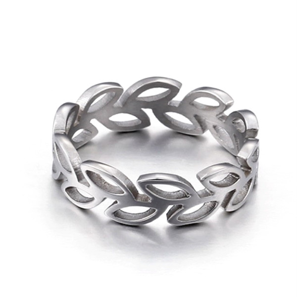 Women and Men Peace Leaf Ring 316L Stainless Steel Geometric Rings