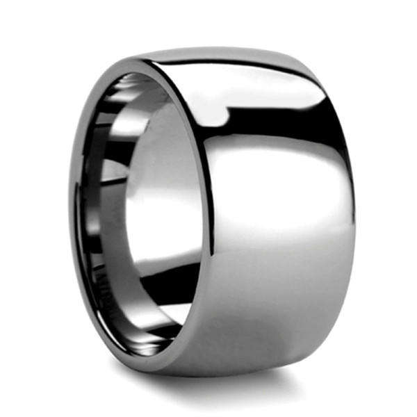 shiny polished tungsten wedding band meteorite engraved for gift-3