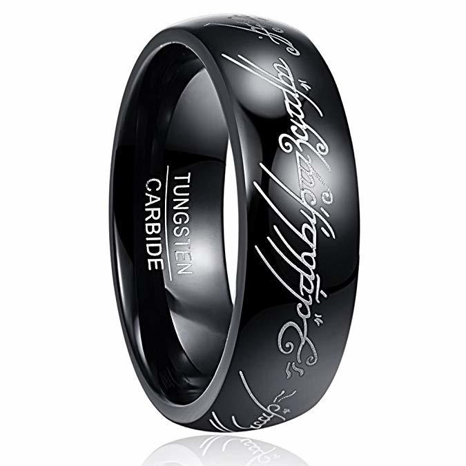 JaneE inlay brushed mens blue tungsten wedding bands matt for wedding-3