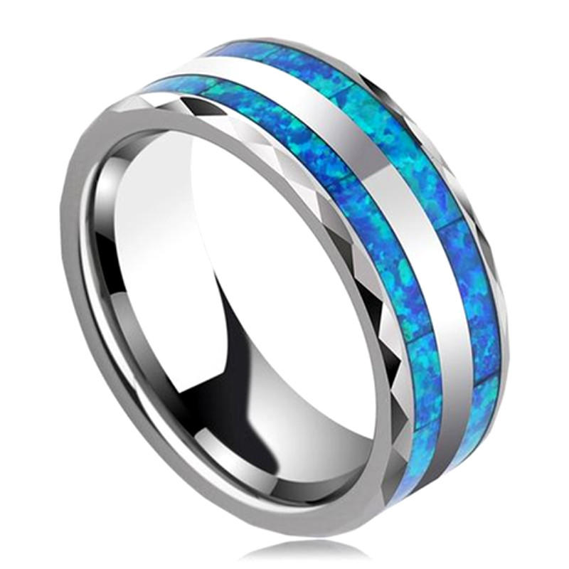 JaneE red opal blue tungsten ring exquisite for wedding-3