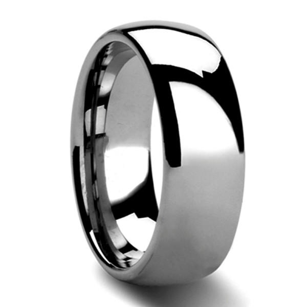 shiny polished tungsten wedding band meteorite engraved for gift-2